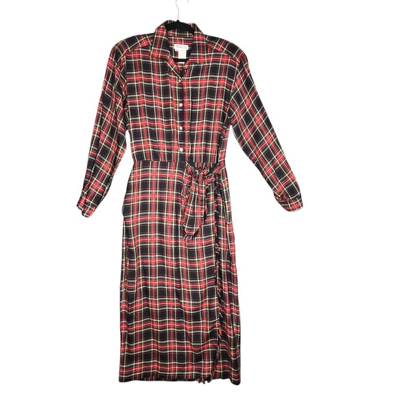 Talbots Dresses & Skirts - Talbots Vintage Tartan Plaid Wrap Shirt Dress Size 8 Holidays Academia Classic